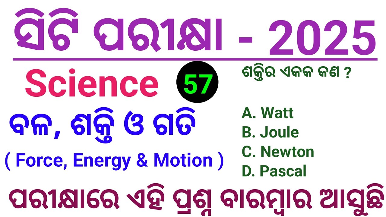 CT Exam Science Class 2025 ll Force Energy and Motion ll CT Exam Preparation 2025 ll CT Class 2025