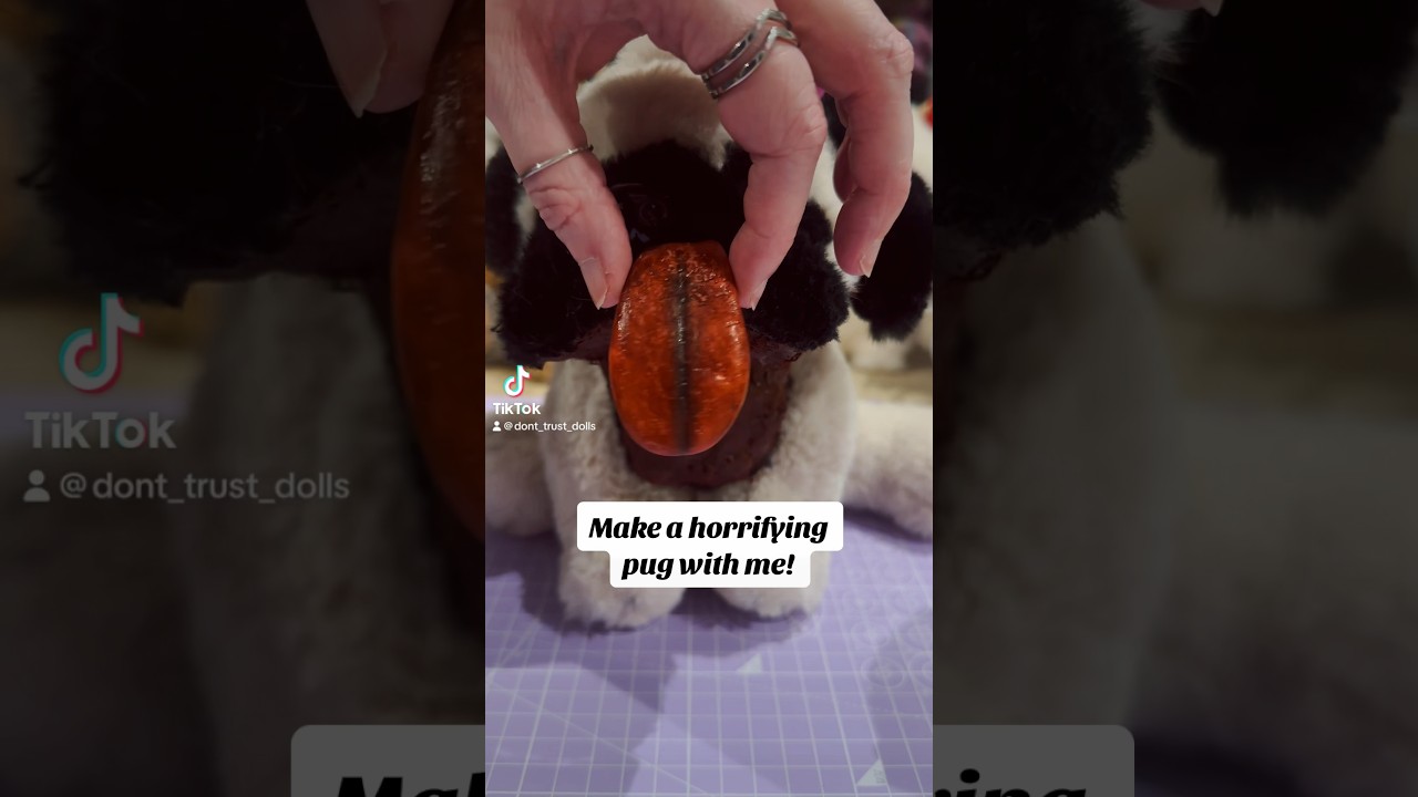 Make a horrifying pug beast with me! #artist #process #scary #pug #dog #plushie