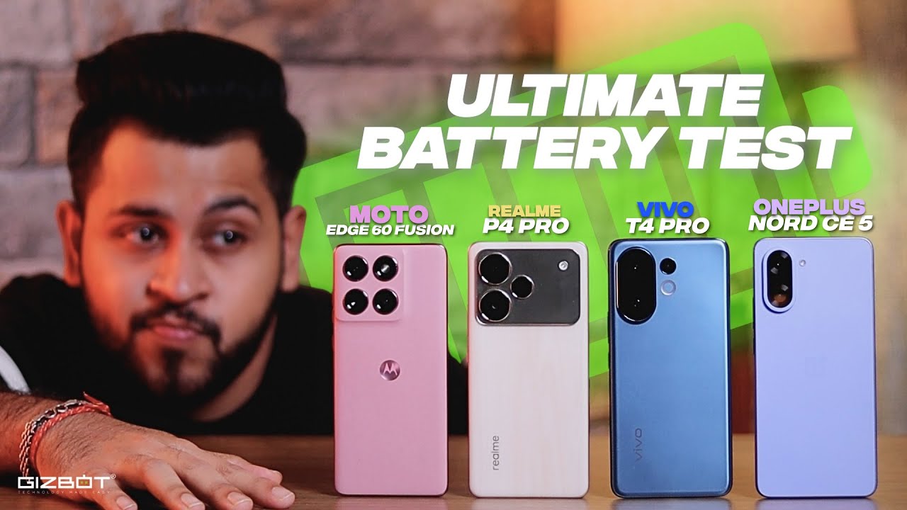 Ultimate Battery Test 🔥 Moto Edge 60 Fusion vs Realme P4 Pro vs Vivo T4 Pro vs Oneplus nord CE 5