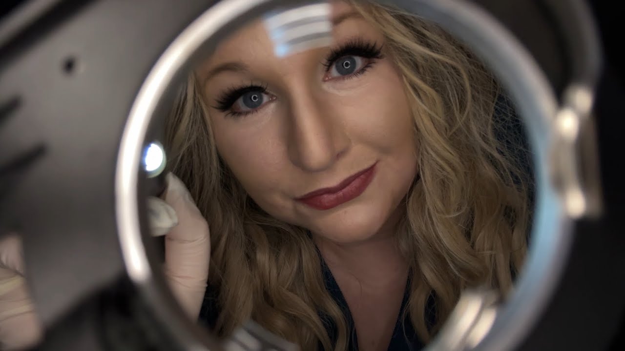 ASMR Eye Exam For Contacts and Measuring | Latex Gloves | Pen Light | Close up | Whisper Roleplay