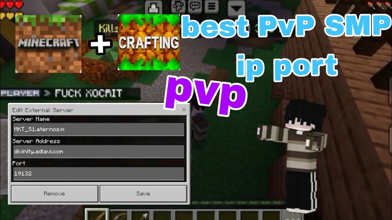 Minecraft+crafting and building best PvP sarver ip port