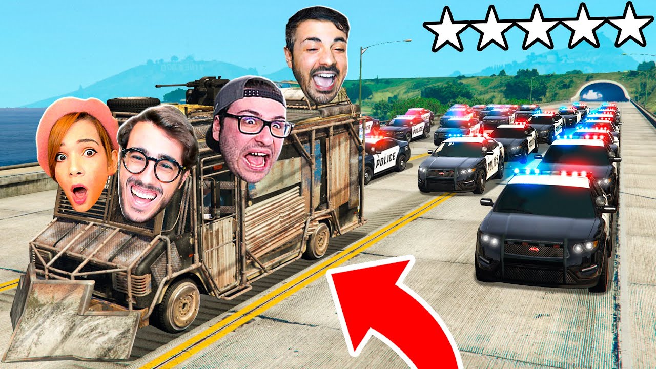 FUGA DALLE 5 STELLE DI POLIZIA CON IL CAMPER BLINDATO! - Gta 5