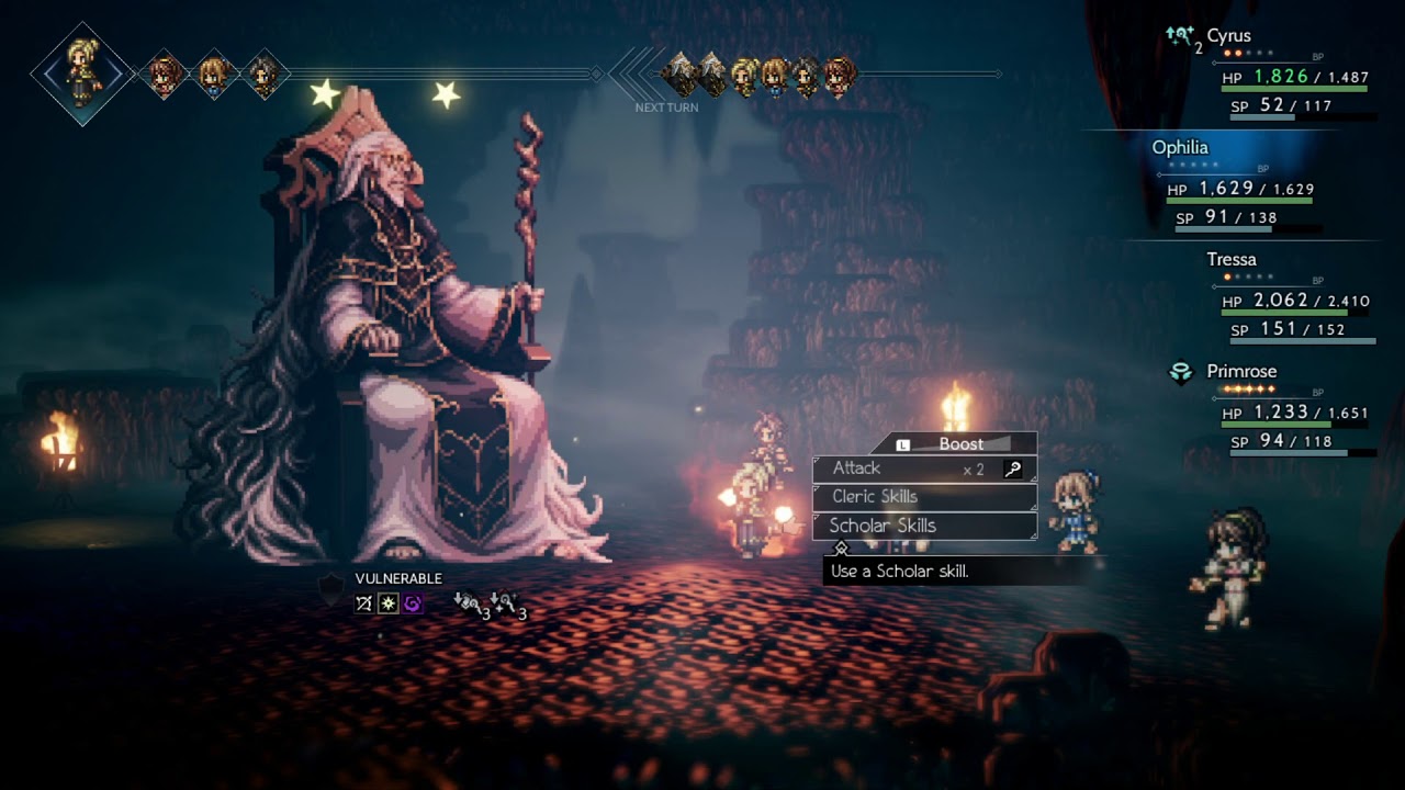 Octopath Traveler - Dreisang Boss Fight (Level 32, no Reflect, no Hired Help)