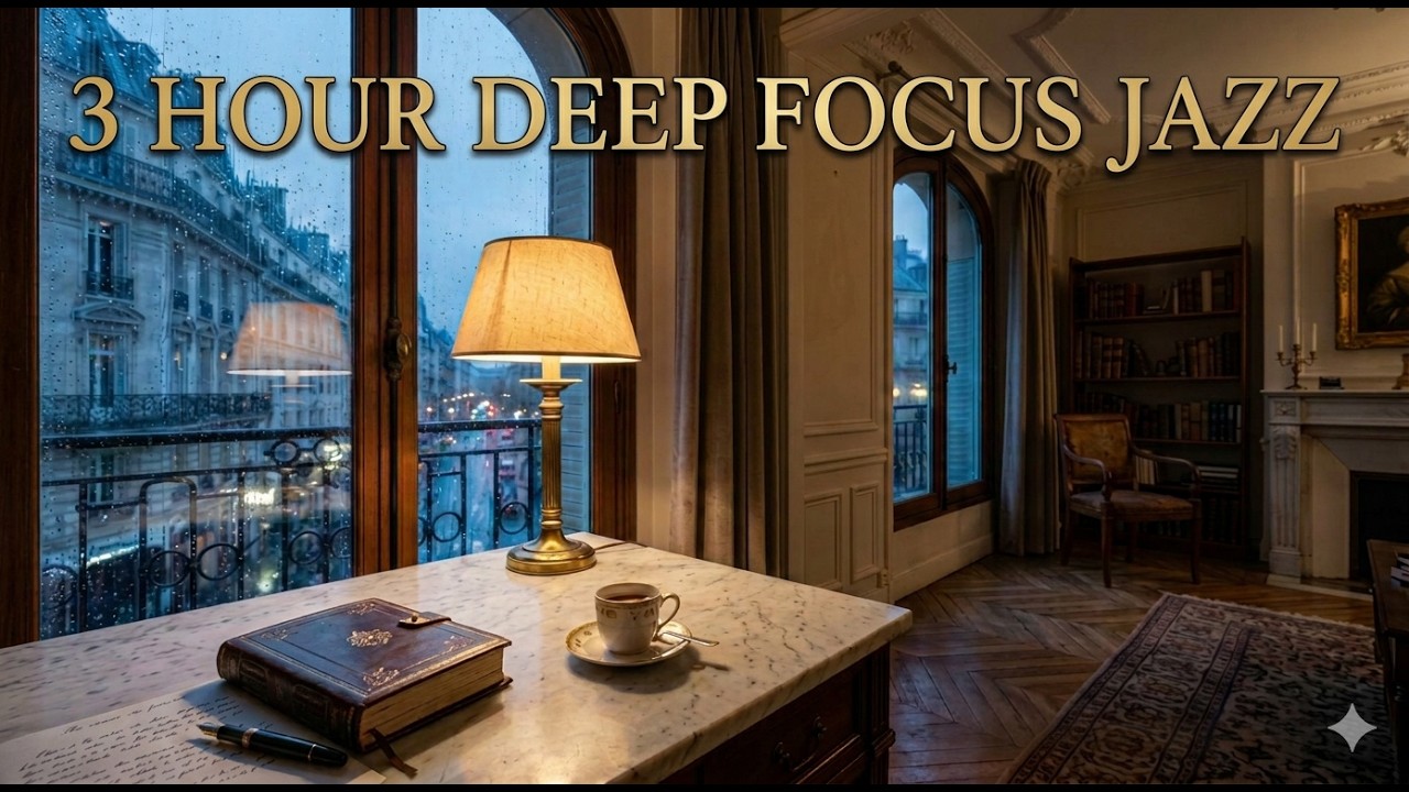3 Hour Deep Focus Jazz – Rainy Window Work Music for Studying, Writing & Coding