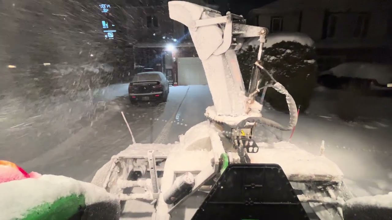 Satisfying Snow Blowing on a Residential Driveway