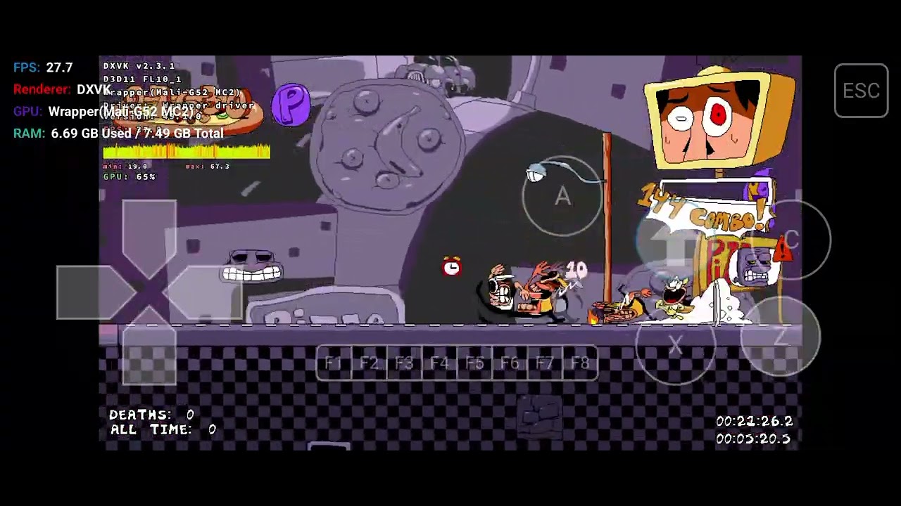 Pizza Tower AOL10M Reborn John Gutter Lap 10 Rank P Winlator Ludashi 2.8.2