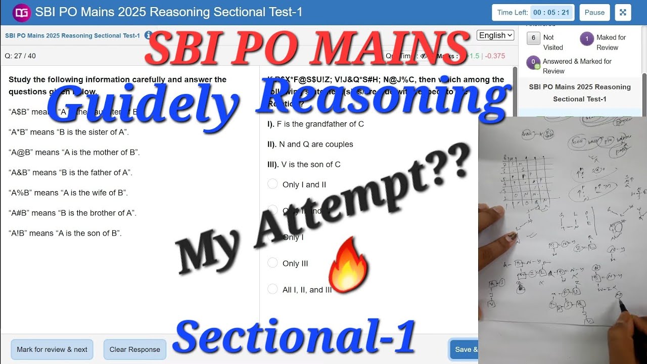 GUIDELY SBI PO MAINS REASONING SECTIONAL-1 | Attempt Strategy !😎 | My Score??🔥🚀| #ibpspomains