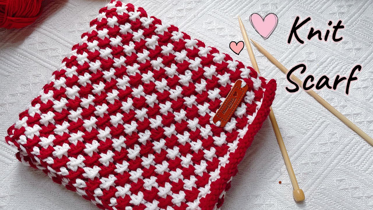❤️Knit Scarf ❤️Học Đan khăn phối màu cho người mới bắt đầu đơn giản và chi tiết - Quà tặng Valentine
