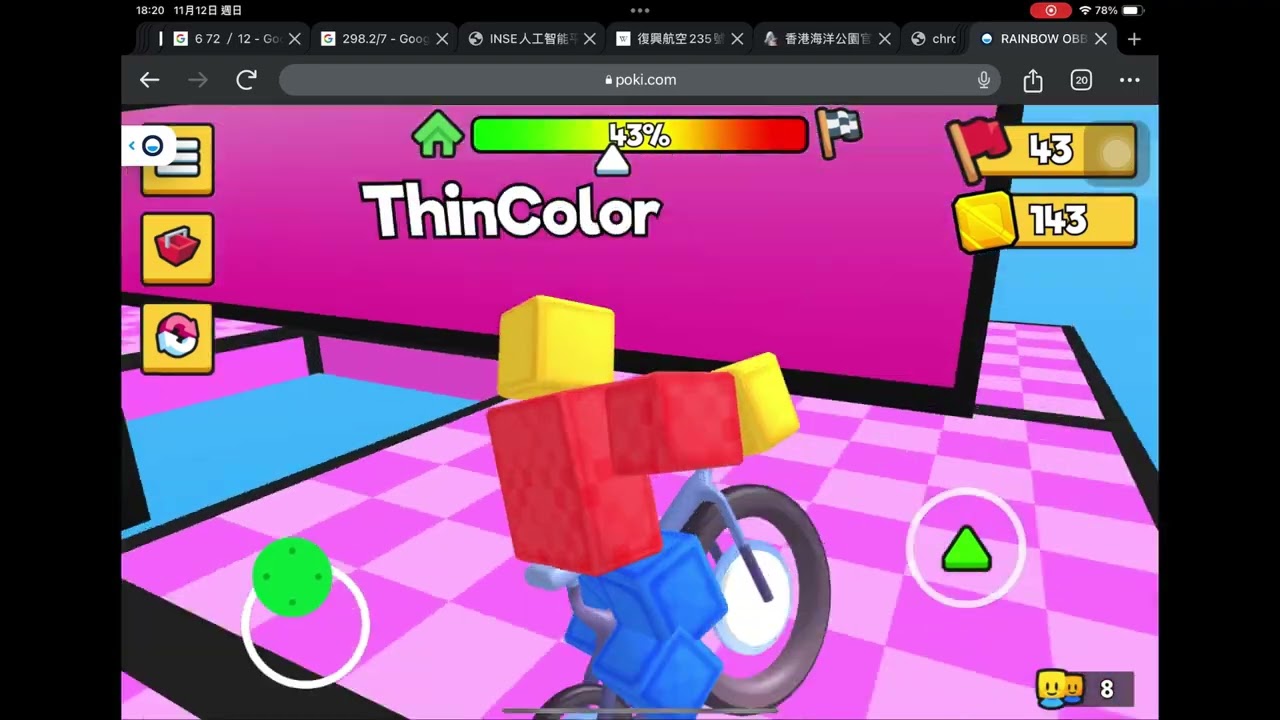 Rainbow obby in poki (bike) part 1