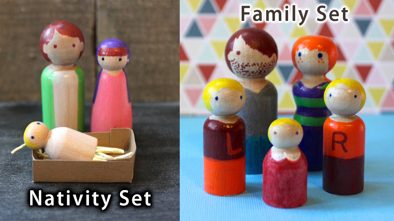 How to Make DIY Wooden Peg Dolls: Nativity Scene or Family Set