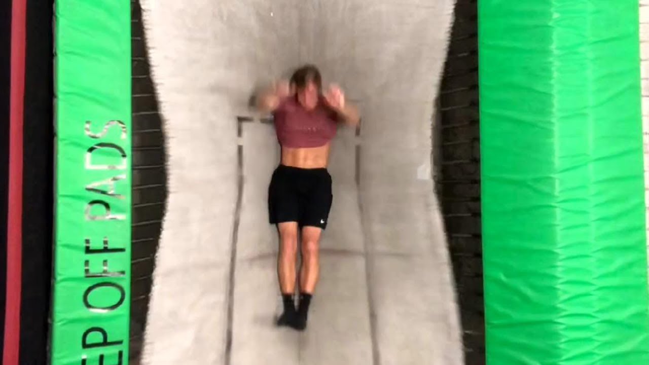 Crazy Backflip Off The Ceiling At Trampoline Park || WooGlobe