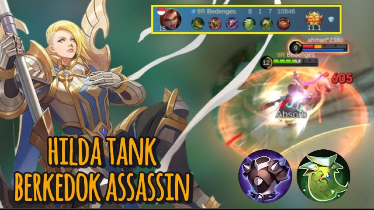 HILDA HERO TANK GAK KALAH SAING SAMA ASSASSIN !! BANTAI BANTAI PANEN KILL !! RANKED GAME ~