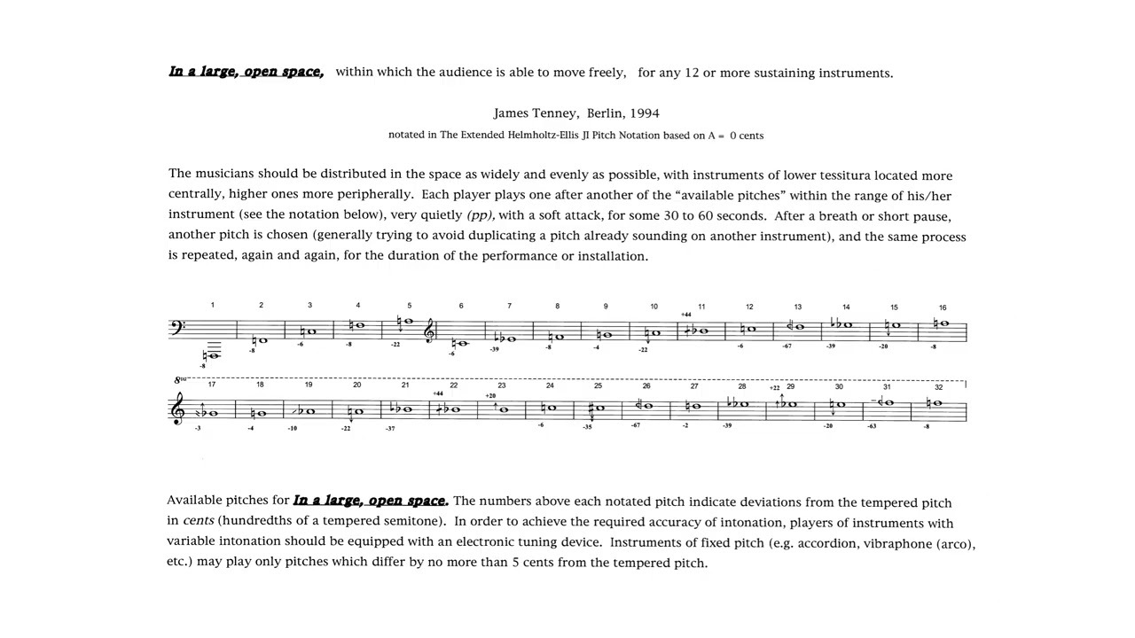 James Tenney: In a large, open space [w/ score] (1994)