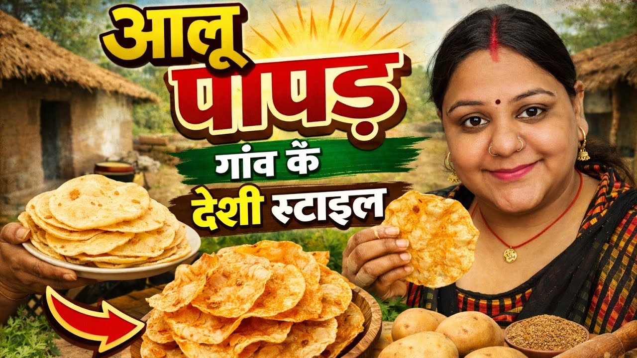 गांव के देशी स्टाइल में आलू पापड़ बनाना LIVE 😱 आइए देखते है 🥰