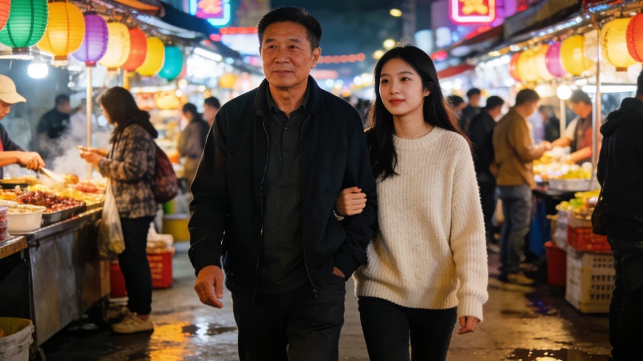 爸爸超宠爱女儿，牵手逛热闹夜市，满屏都是幸福感。#我的乡村生活 #远嫁的姑娘