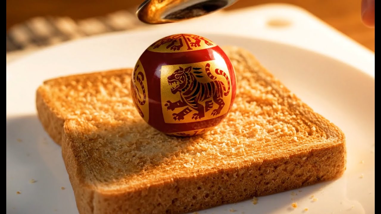 Spreading Ancient Empire Flag ball on Toast 🍞🌍 | AI ASMR – Oddly Satisfying Toast ASMR