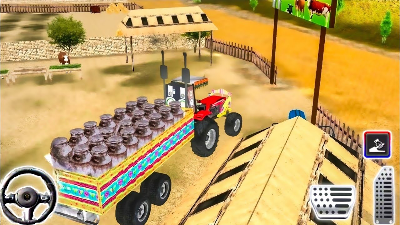Heavy Load Tractor Crossing Narrow Bridge  | Careful Driving Gameplay