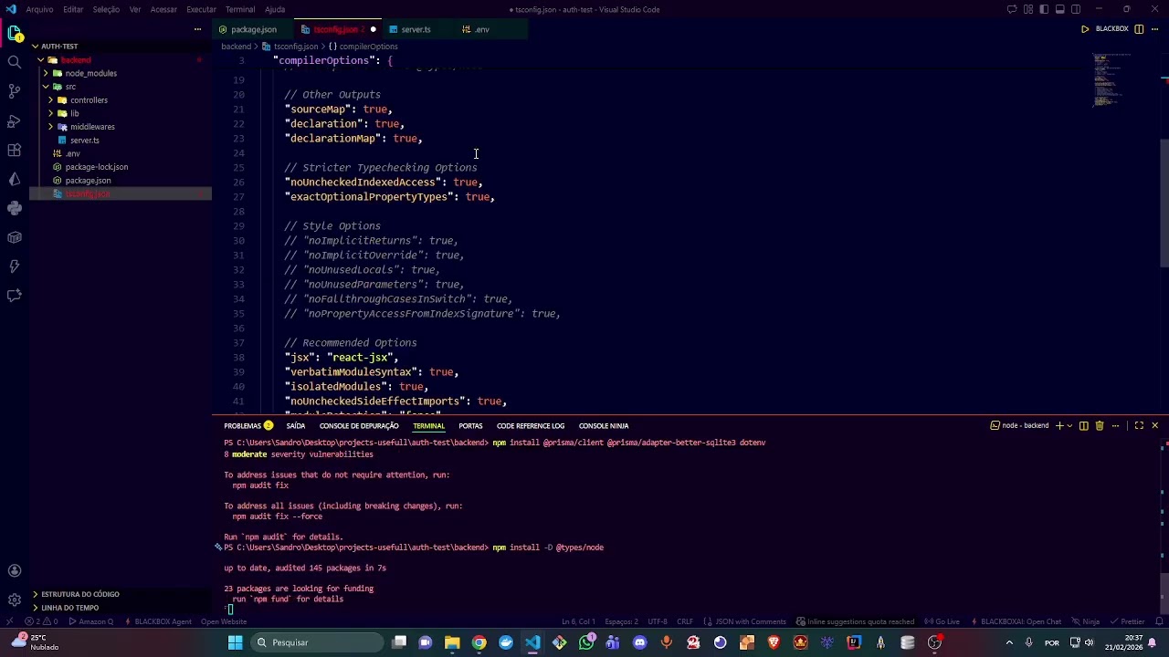 Autenticação Completa com JWT na Prática  | Node.js + Prisma + SQLite + React + TypeScript + Bcrypt