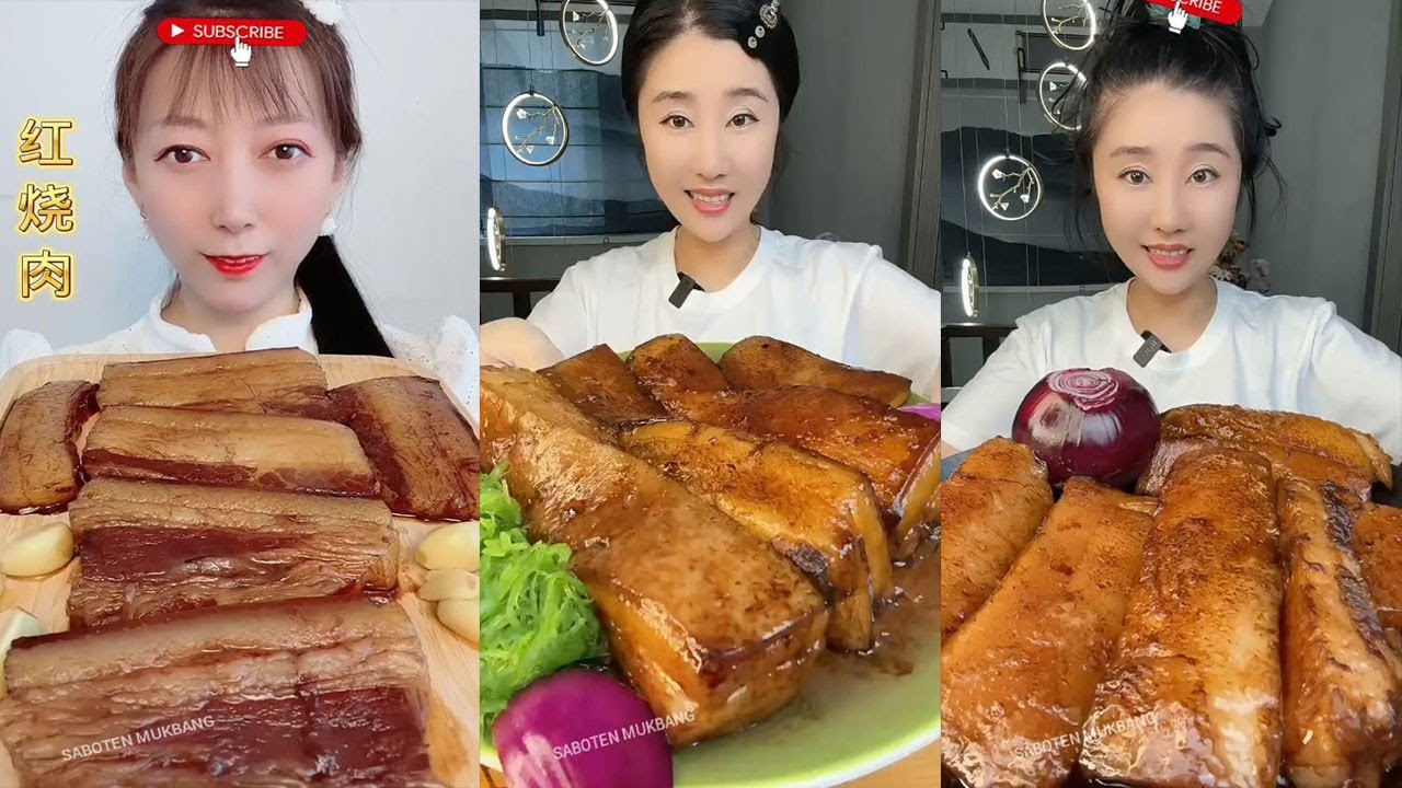 ASMR MUKBANG EATING SHOW Pork food , Boiled pork meats food Chinfood