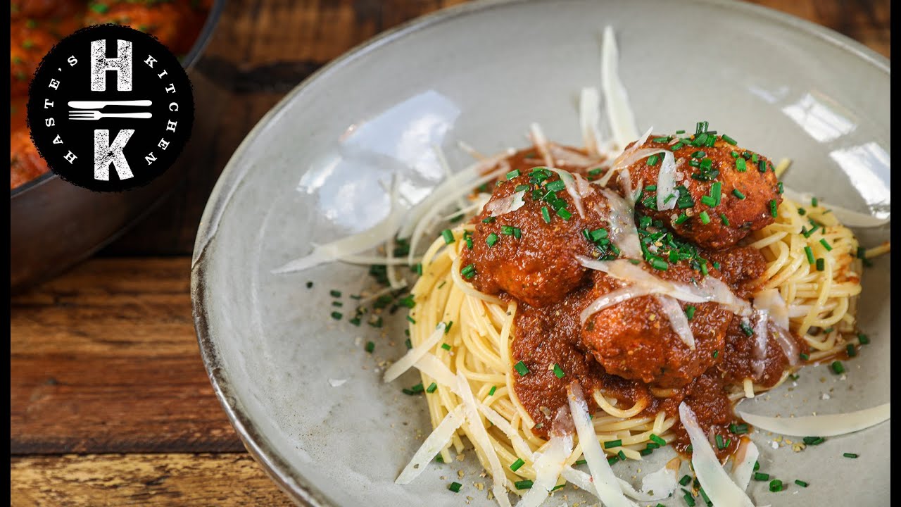 Spiced chicken and feta meatballs with the most incredible Smokey tomato sauce