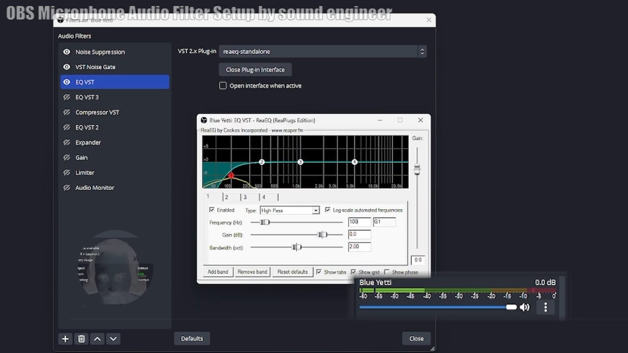 OBS Microphone Audio Filter Setup by sound engineer
