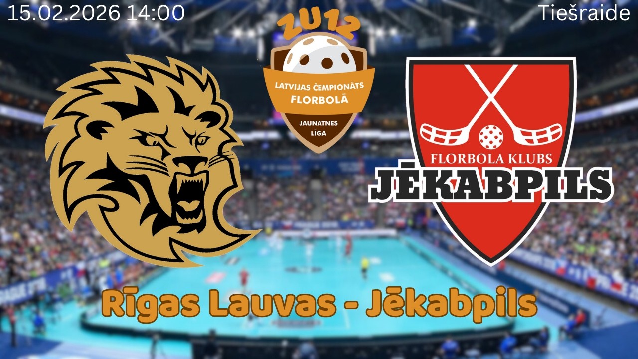 Florbols zēni U12. Rīgas Lauvas - Jēkabpils. Rīgā, 15.02.2026.