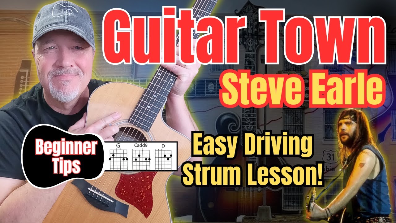 Guitar Town – Стив Эрл | Простой урок игры на гитаре (энергичный перебор + зажигательные риффы)