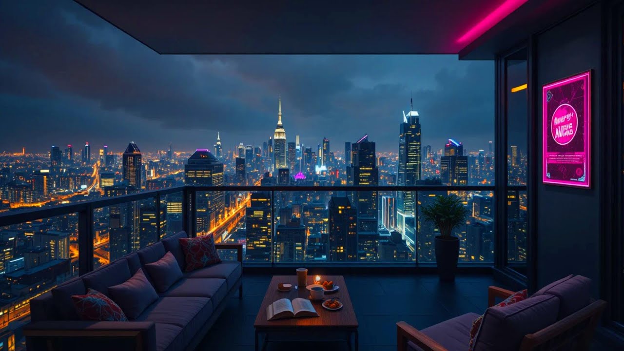 Cyber City Night Lofi 🌃 Rain Atmosphere | Relaxing Hip Hop Beats