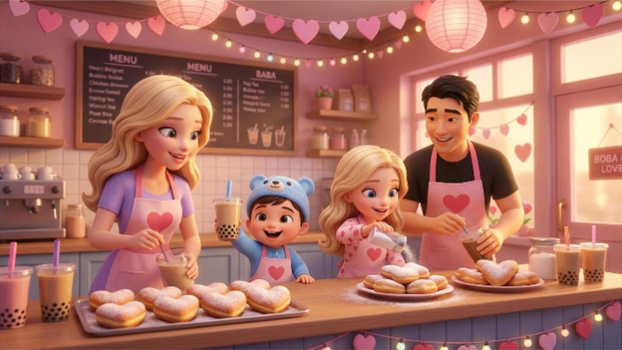 Our Family Works at a Valentine Shop 💕 | Beignets & Boba