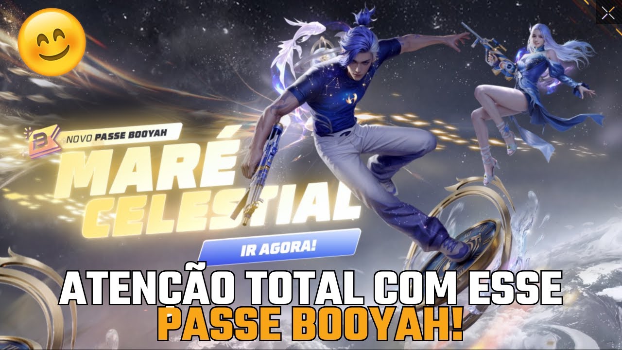 COMPLETEI O NOVO PASSE BOOYAH MARÉ CELESTIAL E FIZ REVIEW DESSE MEDIANO PASSE DE 2026 DO FREE FIRE