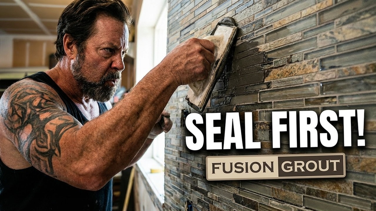 How to Grout a Stone Glass tile backsplash Tips &Tricks #DaveBlake Licesne