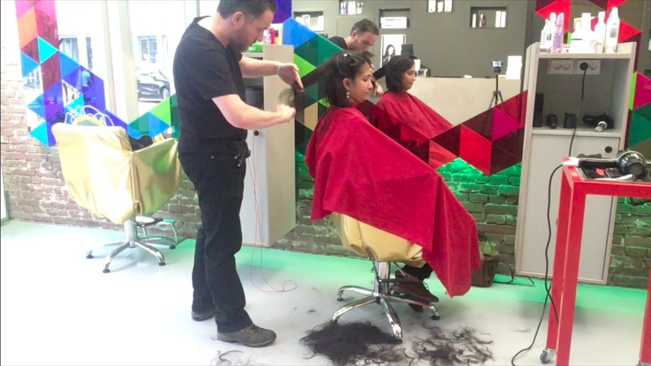 A long to graduated bob makeover haircut