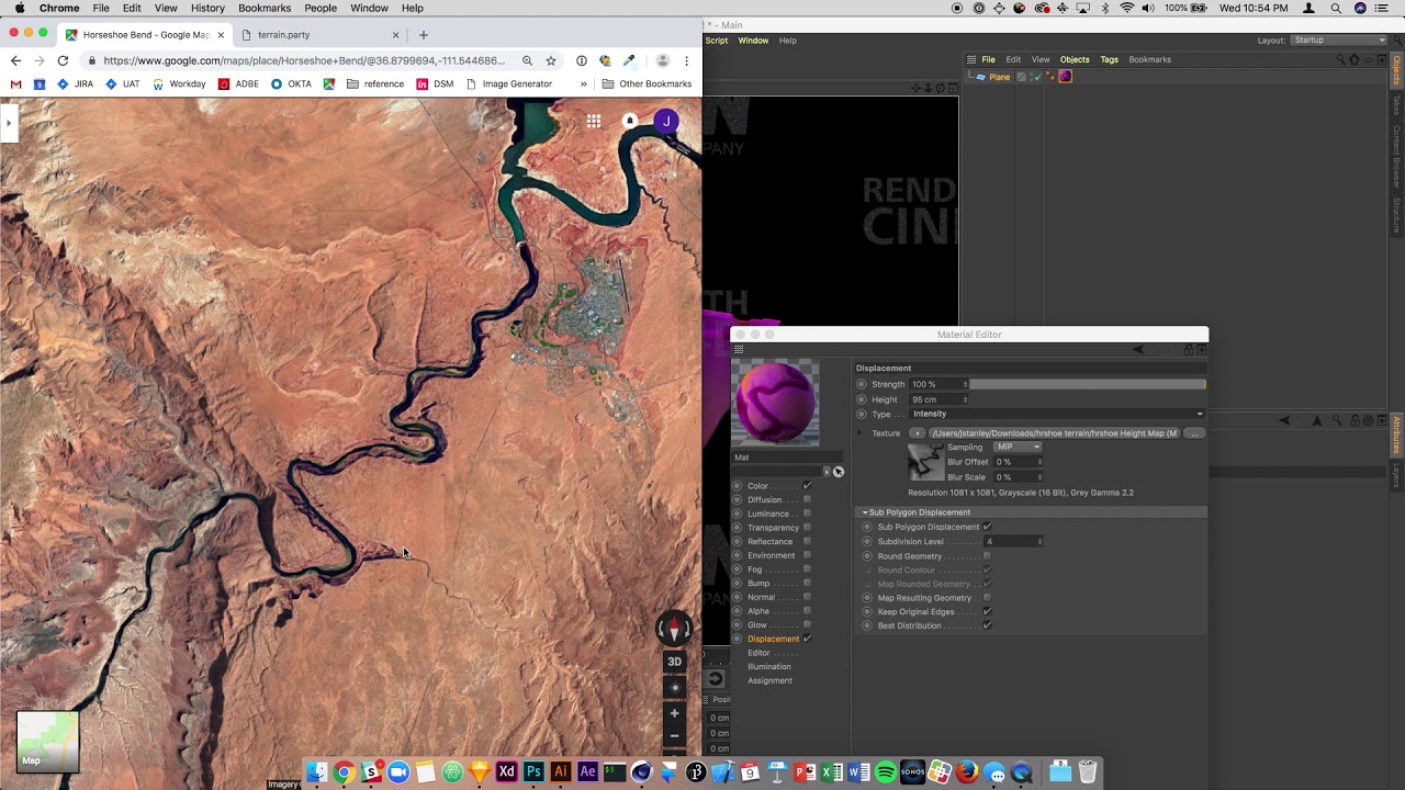 Loading Google Earth/Maps Data into Cinema4D - 2/3: Texturing