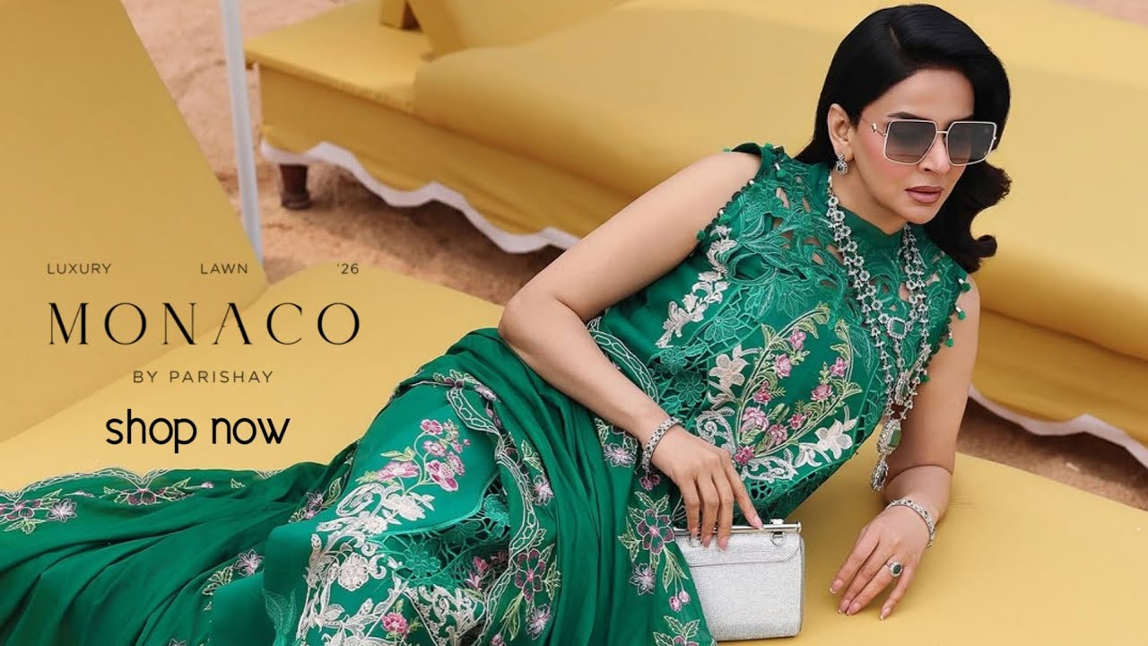 Parishay  Monaco Luxury Lawn 2026 | Parishay Unstitched Luxury Eid Lawn '26 | Saba Qamar
