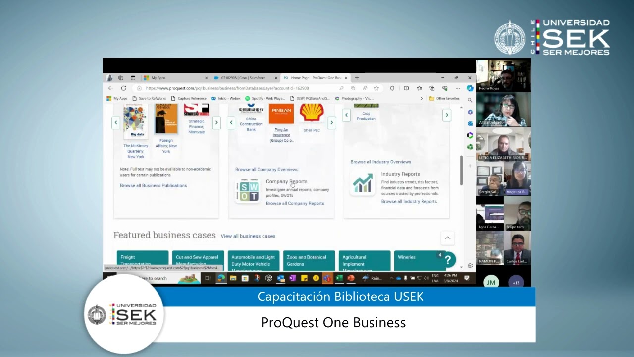 Capacitaci&oacute;n ProQuest One Business / Biblioteca #USEK