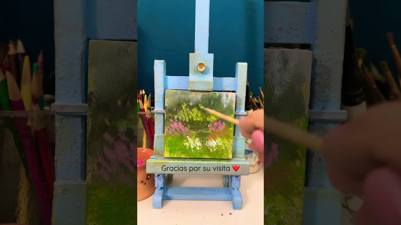 Short relaxing painting video. Jardín secreto. Mini pintura al óleo simple y fácil. 
