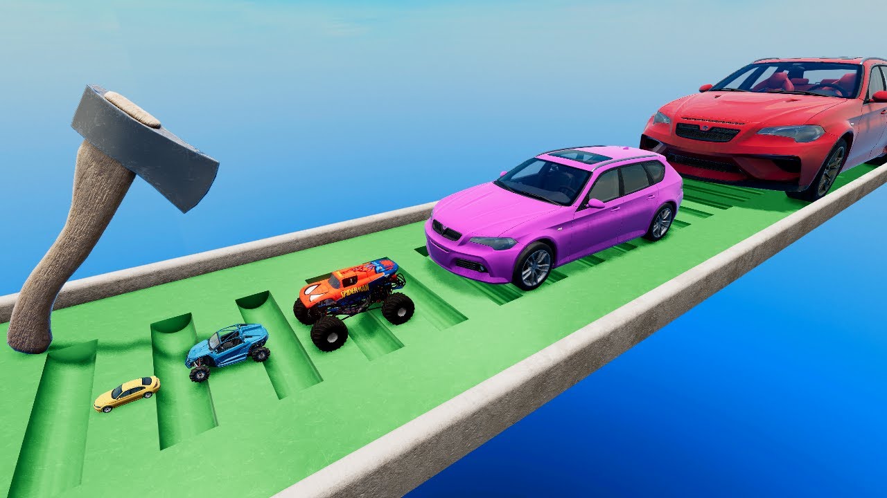 Самая маленькая и самая большая машина против гигантского топора в BeamNG.Drive #24