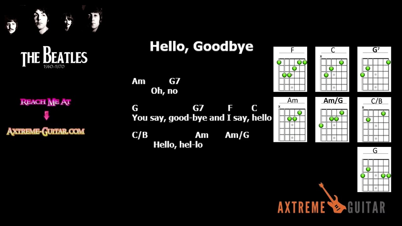 Hello, Goodbye, The Beatles, Lyrics & Chords #subscribe #trending #viral #like #fyp #foryou #music