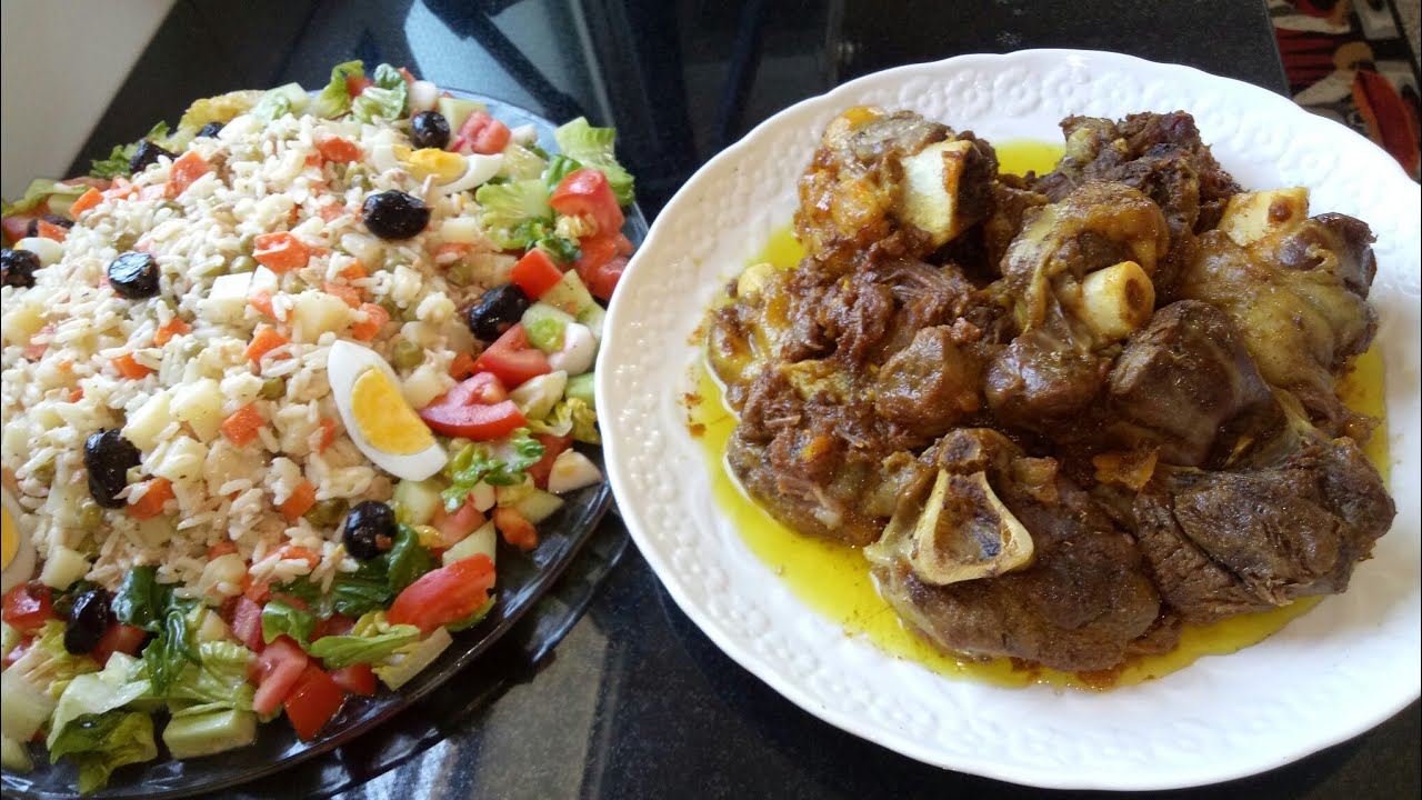 الطنجية المراكشية لذيذة ومعلكة على حقها وطريقها بلا فران ولا فرناتشي مع سلطة الخضر منعشة