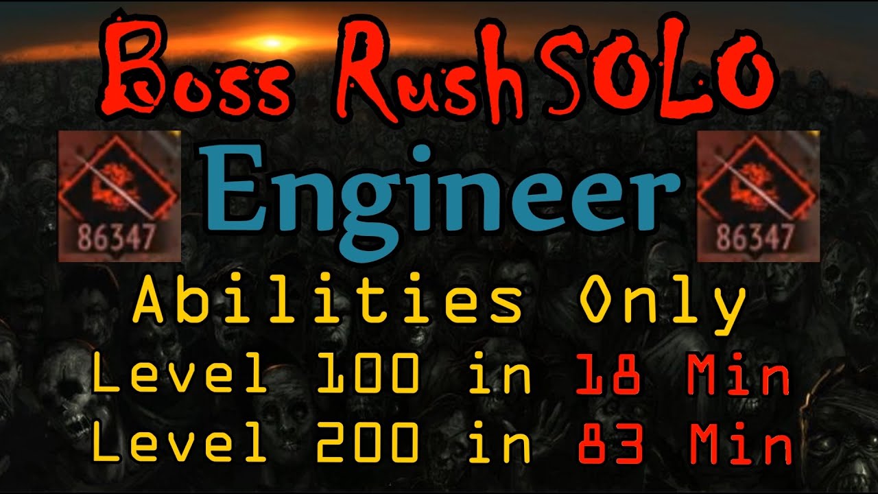 Yet Another Zombie Survivors: Boss Rush Solo, Engineer. Abilities Only, Lvl 200 in 83 Minutes.