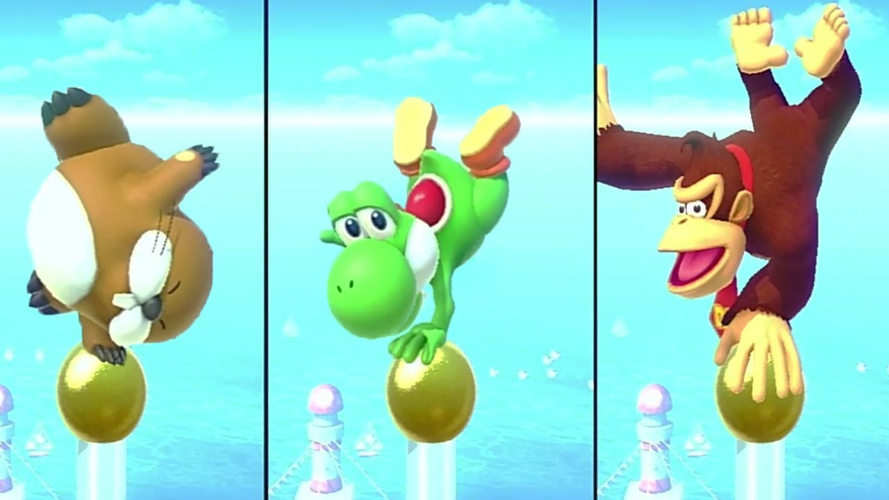 Super Mario Party - Social Climbers - Monty Mole Vs Bowser Jr Vs Yoshi Vs DK All Funny Minigames