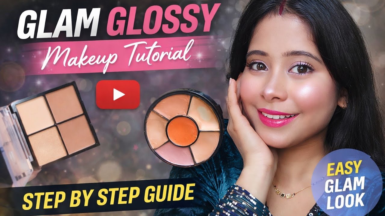 Watch this Glowy Makeup Tutorial ! Glass Skin मेकअप कैसे करें ❤️ Glowing Party Makeup Look ✨ #makeup