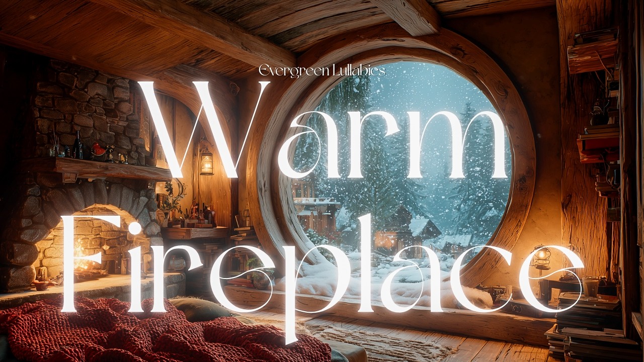 Storybook Winter Fireplace ❄️ Cozy Cabin Ambience for Sleep, Relaxation & Deep Focus