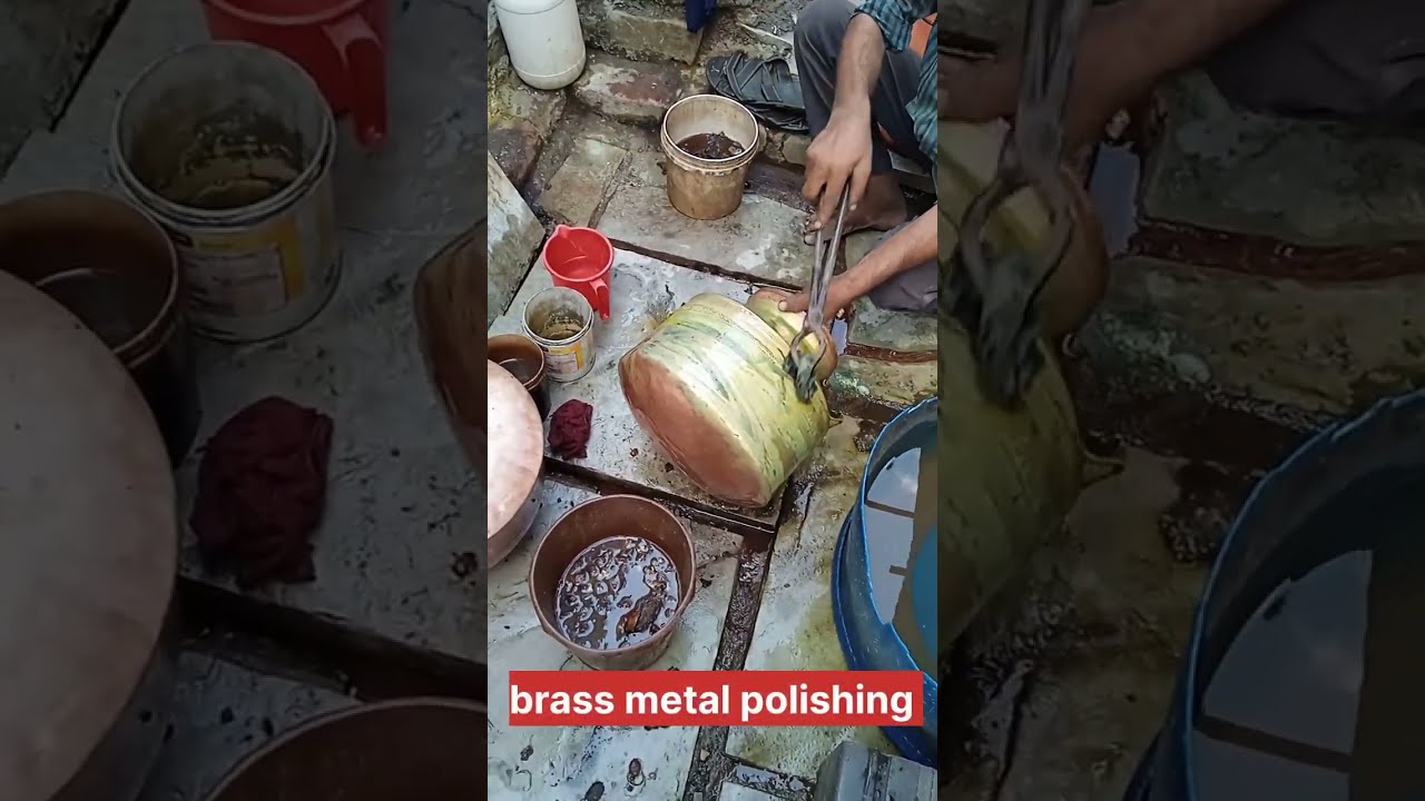 wash and clean brass pot|how to polish brass pot | metal polishing |brass vessel#brass #brassmetal
