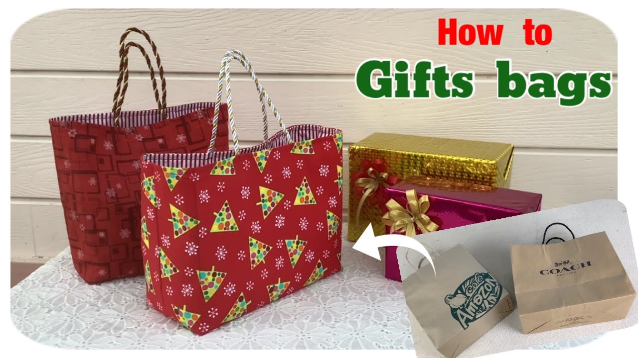 how to sew a fabric gifts bags tutorial. sewing diy a fabric gifts bags tutorial. gifts bags ideas.