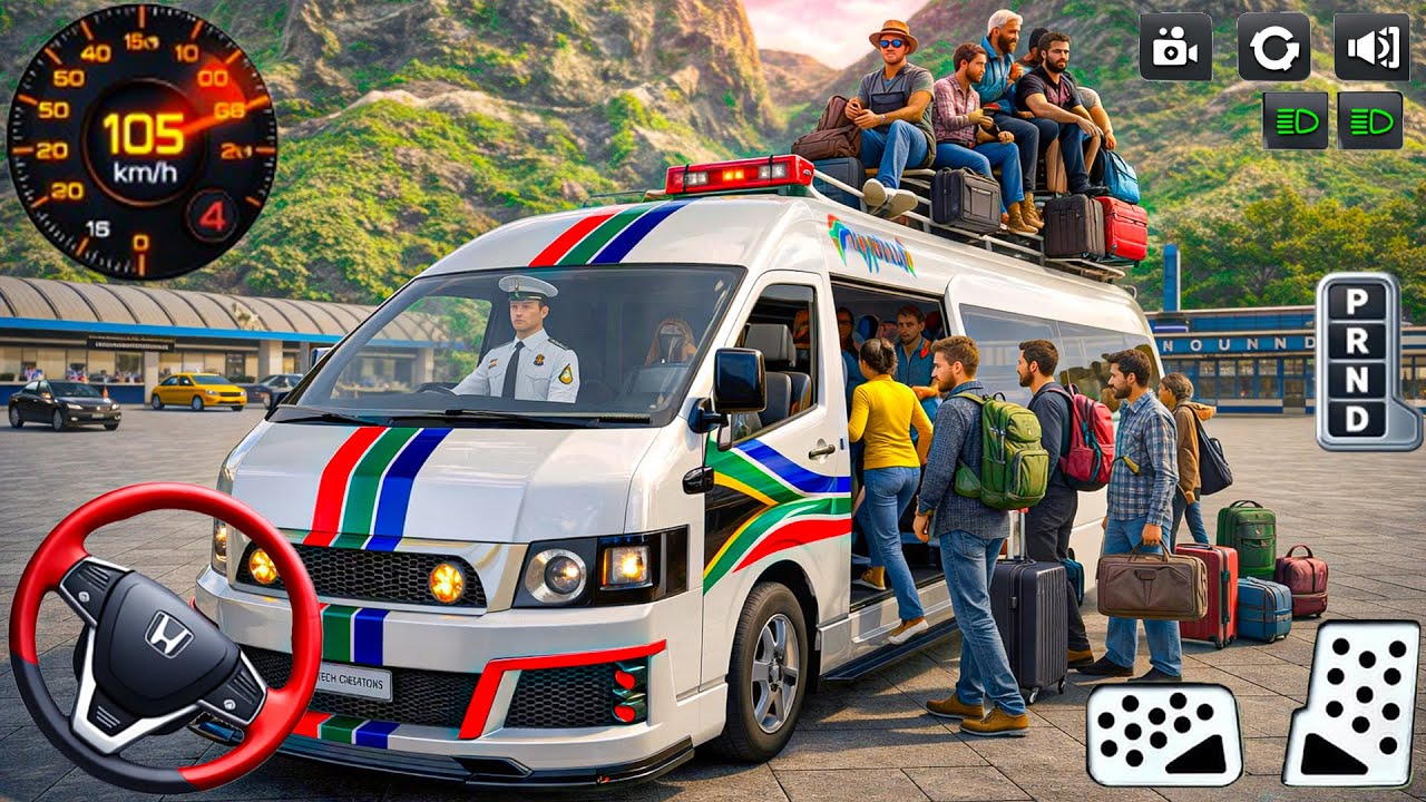 Mini bus driving van simulator 3D: realistic van driving city driving - van game android gameplay