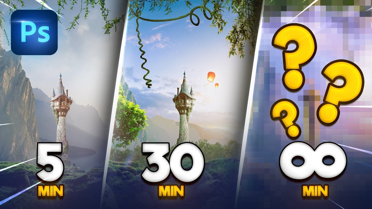 Photoshop Challenge: 5 Minutes vs 30 Minutes vs  Unlimited Time!