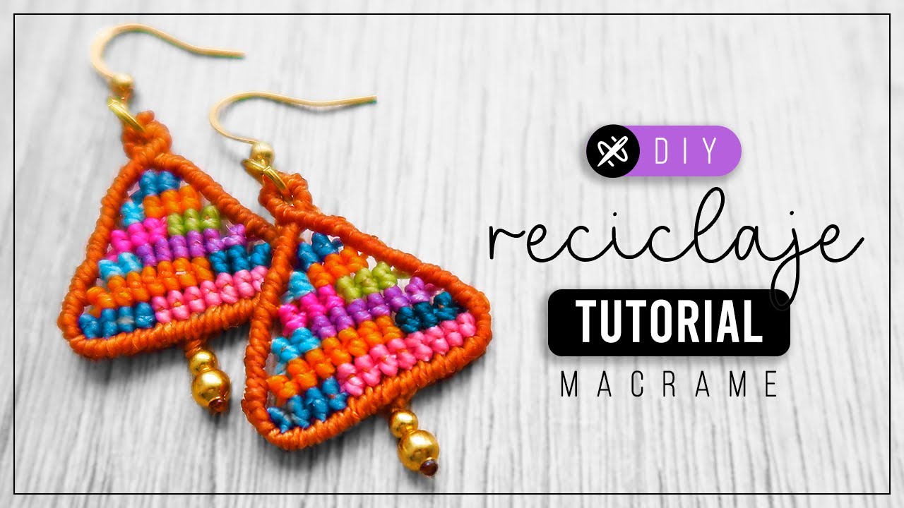 Triángulos reciclados  » ♻️ como hacer aretes retazos de hilo | diy tutorial ● macrame earrings 291