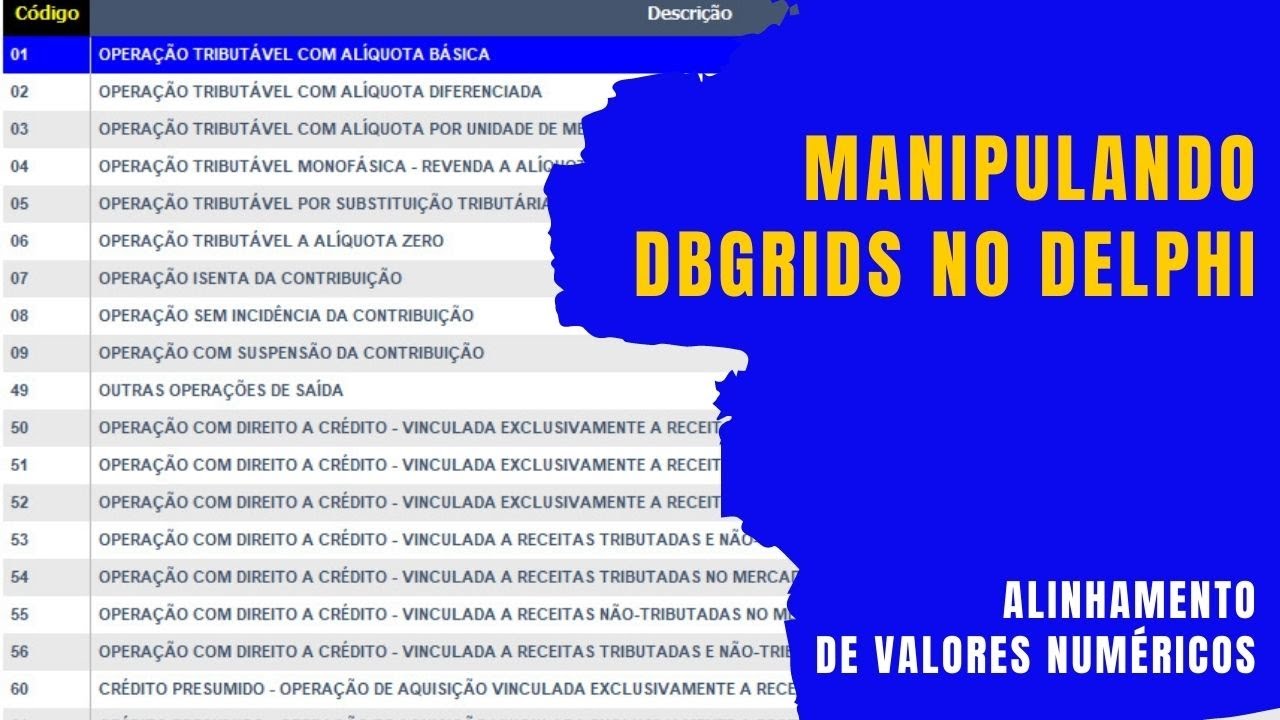 Alinhamento de Campos Numericos em DBGRIDs Personalizados no Delphi- Manipulando dbgrids Aula #04
