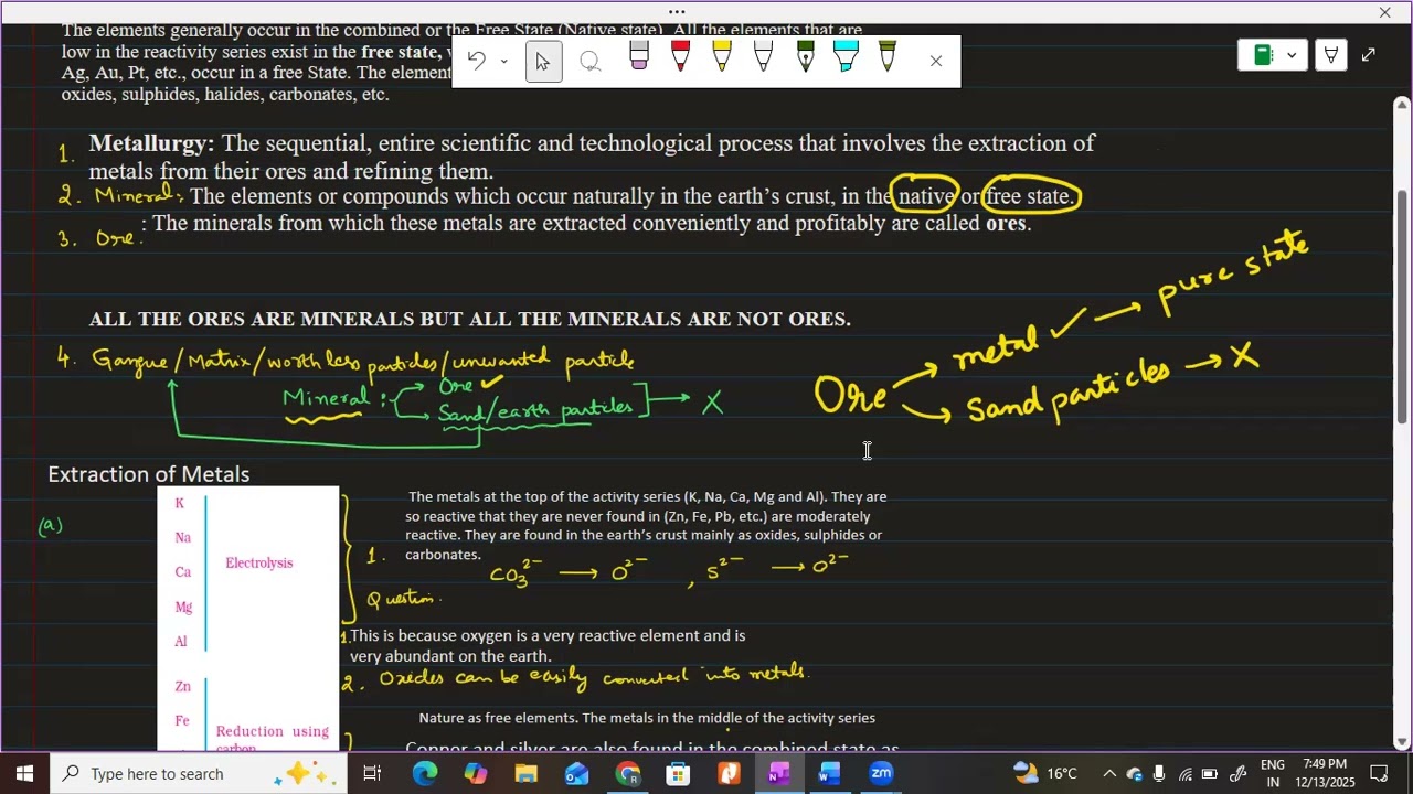 Metals and Non-Metals Class 10 SCIENCE EXTRACTION OF METALS BY RAHUL TANDON SIR